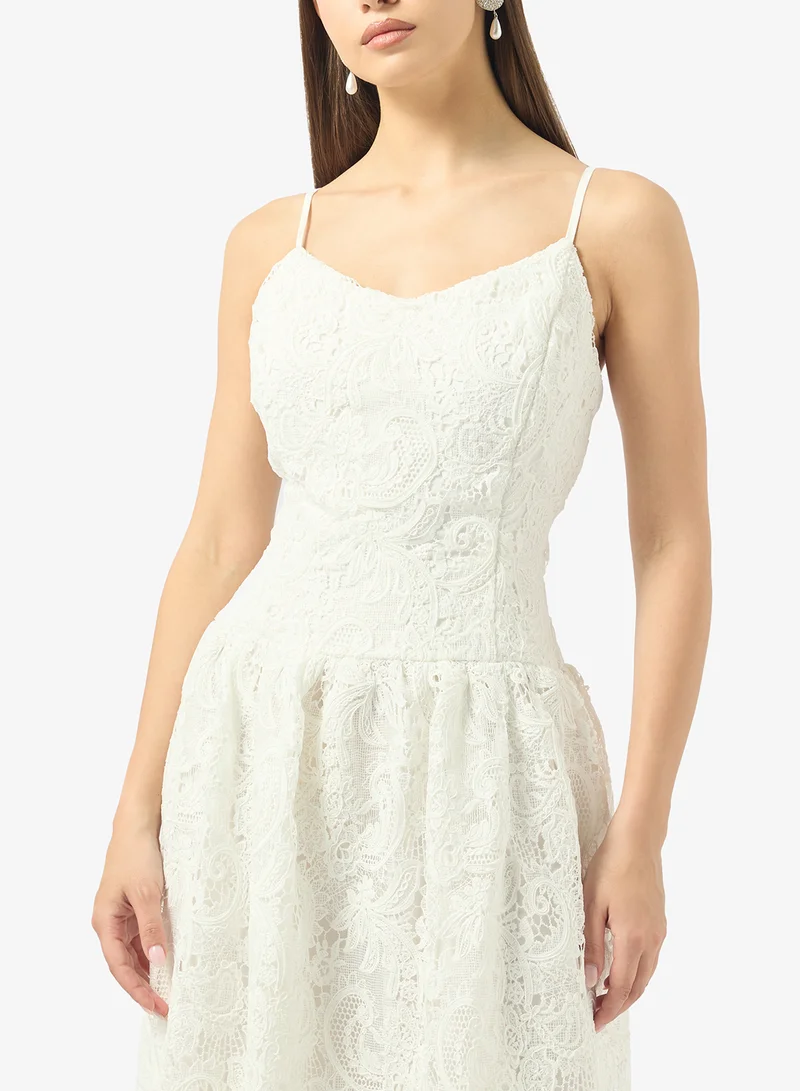 Just Me  Strappy Lace Detailled Midi Dress for Women | Best Price UAE